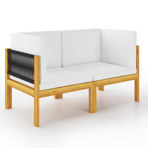 vidaXL Modern Patio Lounge Set - 6 Piece Cream Solid Acacia Wood with Cushions - for Garden, Patio, or Living Room