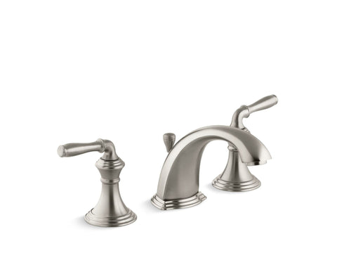 KOHLER 394-4-BN Devonshire Widespread Bathroom Faucet with Pop-Up Drain Assembly, 3-Hole 2-Handle Bathroom Sink Faucet, 1.2 gpm, Vibrant Brushed Nickel