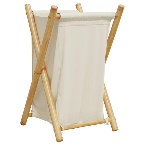 vidaXL Laundry Basket, Washing Hamper, Foldable Clothes Hamper, Laundry Organizer for Clothes Toys, Storage Laundry Sorter, Cream White Bamboo