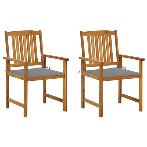 vidaXL Garden Chair Set of 2 Natural Wood, Grey