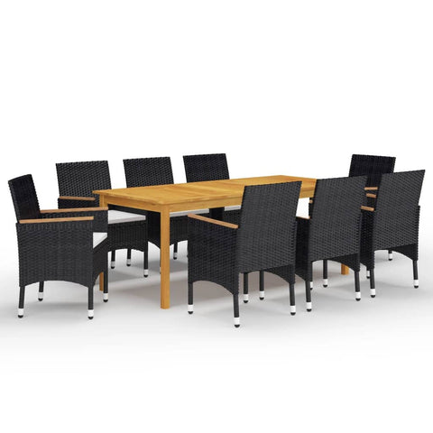 vidaXL Patio Dining Set 9 Piece Garden Outdoor Lawn Yard Terrace Balcony Backyard Dining Dinner Dinette Table and Chair Furniture Black