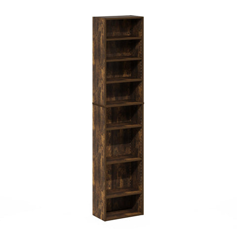 Furinno Indo DVD Shelf, 8-Tier CD Rack, Media Shelf with Adjustable Shelves, DVD Storage Cabinets for CD Blueray Game Disc, Easy Assembly, for Living Room, Home Office, Amber Pine