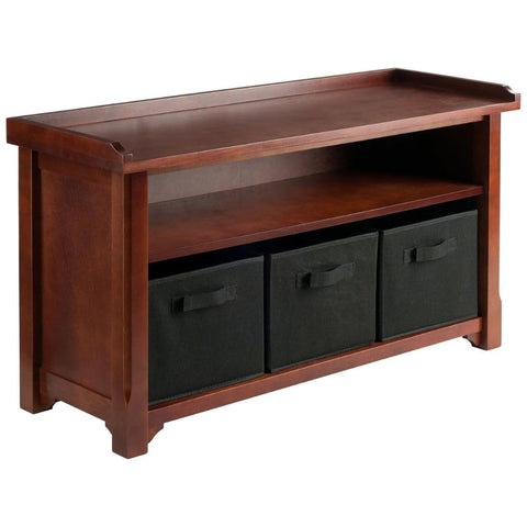 Oakestry Verona Bench 3 Small Walnut and Black Stylish Versatile Benchthree Seats Perfect for Entryways Hallways or Living Rooms Comfortable Seating with Durable Upholstery Ideal for Small Spaces