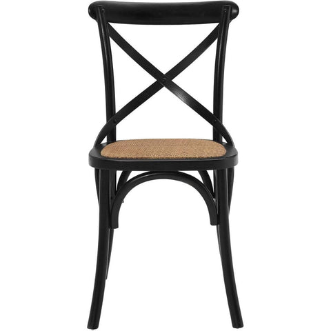 Oakestry Black Farmhouse Dining Chair Rustic Modern Elm Stylish Armless Wood Rattan Seat for Dining Room Kitchen Café Space-Saving Durable Classic Furniture for Home Office