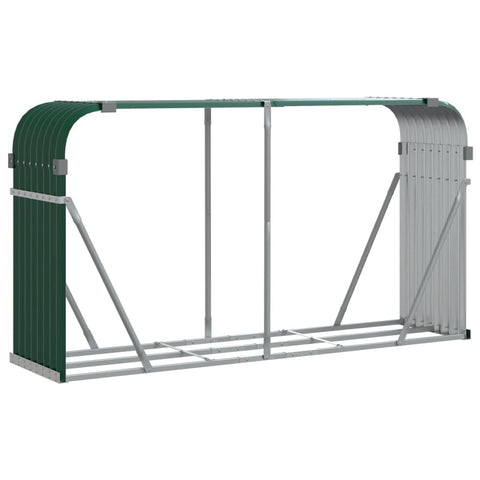 vidaXL Log Holder, Patio Deck Firewood Rack Wood Storage, Log Holder for Outdoor Indoor Fireplace, Green 70.9"x17.7"x39.4" Galvanized Steel