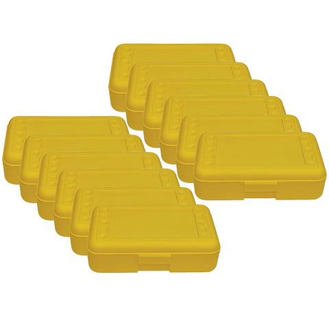 Romanoff Rom60203-12 Plastic Pencil Box, Yellow, 12/Pack