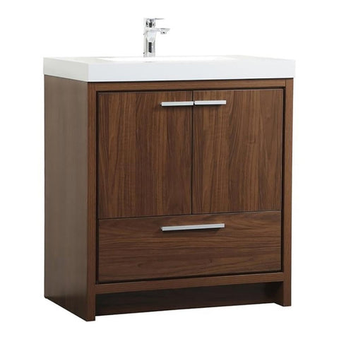 Elegant Decor Wyatt 30" Aluminum Alloy and MDF Single Bathroom Vanity in Walnut