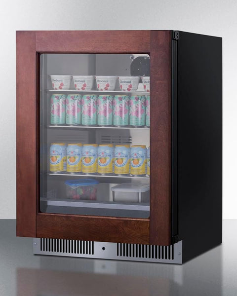 Summit 24 Inch Beverage Refrigerator with Glass Door, 3.5 Cu.ft., Shallow Depth Undercounter, Commercially Approved- SDHG2443PNR (RHD, Panel Ready) (Panel not included)
