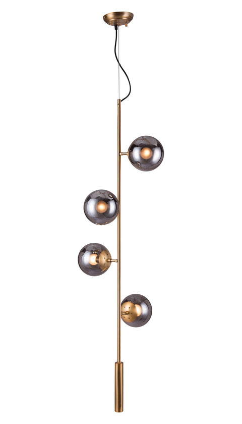 Zuo Zatara Ceiling Lamp Brass, Brass Ceiling Lamp, Modern Style, Hardwired Standard Bracket, mounting hardwares Included, Steel, Lighting Ceiling Lamps, 16.5" W x 16.5" D x 93.3" H