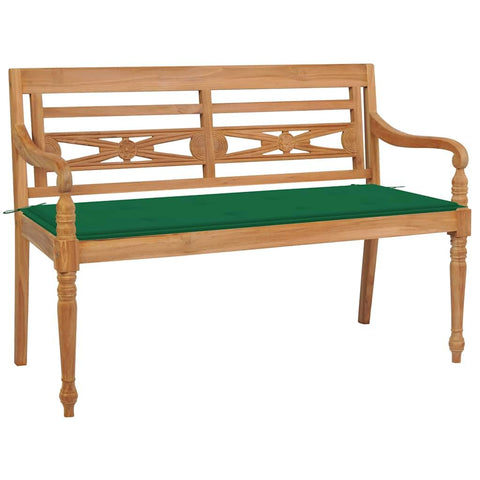 vidaXL Batavia Bench, Garden Bench Patio Loveseat with Cushion, Patio Seating for Front Porch Park, Farmhouse Style, Solid Wood Teak