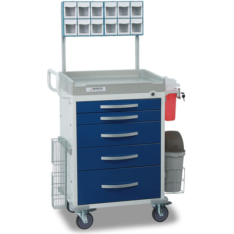DETECTO Rescue Series Anesthesiology Medical Cart 6 Blue Drawers