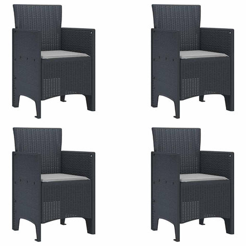 vidaXL Garden Chair 4 pcs Anthracite 20.87 x 19.29 x 33.46 in, Garden & Terrace, Stylish Armchair, Rectangle Outdoor Seat, Tough Patio Chair, Comfy Lounge for Chillin