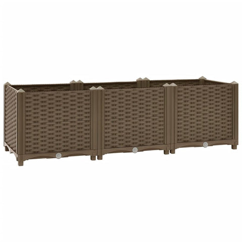 vidaXL Rectangular Raised Bed - Sturdy Outdoor Planter for Garden, Patio and Balcony, Durable Polypropylene Material, Easy to Assemble - Brown, 47.2"x15.7"x15"