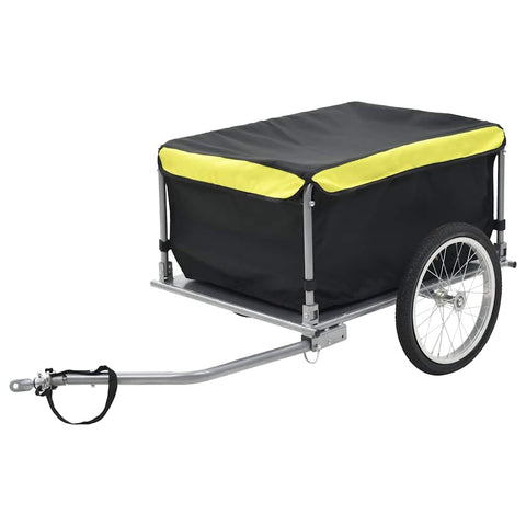 vidaXL Bike Trailer, Bike Cargo Trailer Bike Wagon, Bicycle Trailer with Cover, Tow Behind Bicycle Cart, Black and Yellow Steel and Polyester