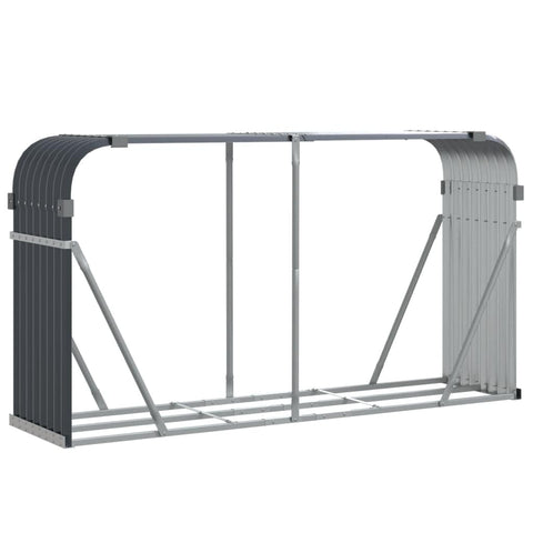 vidaXL Anthracite Firewood Log Holder - 70.9"x17.7"x39.4" Galvanized Steel Rack for Fireplace and Outdoor Use