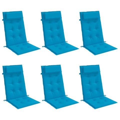 vidaXL Highback Chair Cushions (6 pcs) - Light Blue Oxford Fabric - Ultra-Soft Foam Fiber Filling - Non-Slip Design - Indoor/Outdoor Use