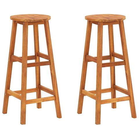 vidaXL Bar Stools, Set of 4, Solid Acacia Wood, Rustic Farmhouse Style, Counter Height Chairs for Kitchen Island, Indoor Outdoor Use, 13.4x13.4x29.9 Inch