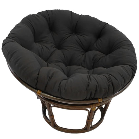 International Caravan Furniture Piece 42-Inch Rattan Papasan Chair with Solid Twill Cushion