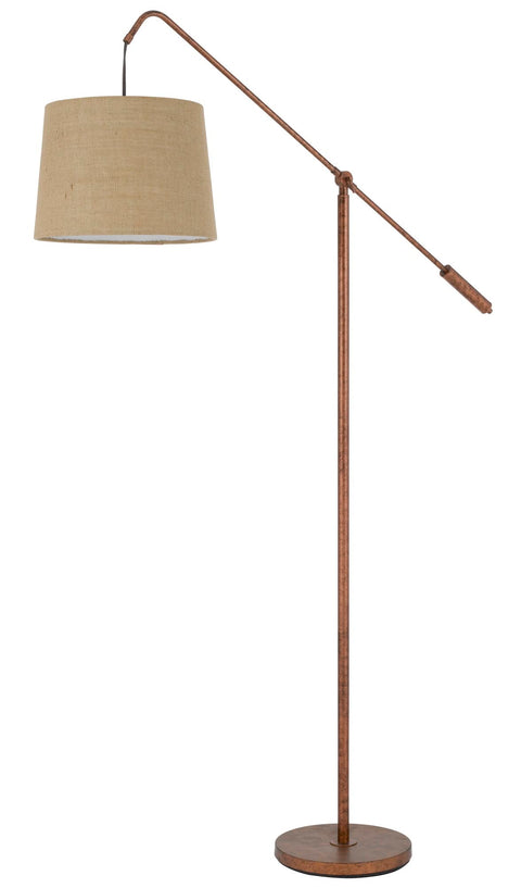 Cal Lighting BO-3026FL-RU Fishing Rod Adjustable Metal Floor Lamp with Burlap Shade, Rust