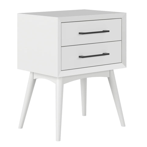 AFI Pasadena Solid Wood 2 Drawer Nightstand in White