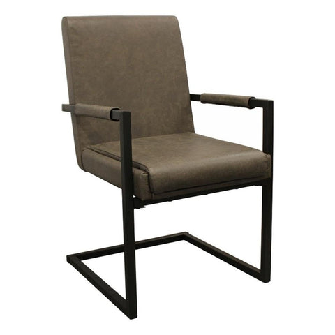 Moti Wendy Genuine Leather Armchair in Gray with Black Iron Frame