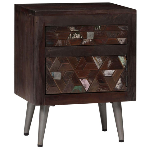 vidaXL Bedside Cabinet Multicolor Solid Reclaimed Wood and Steel