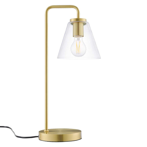 Modway Element 1-Light Modern Glass/Metal Table Lamp in Satin Brass