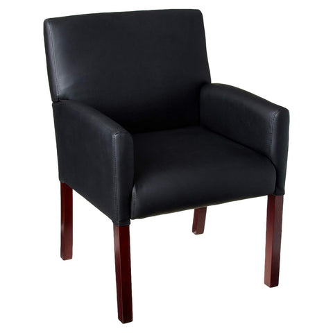 Oakestry Black Reception Armchair Mahogany Wood Frame Plush Upholstery High Guest Seating Durable Lounge Accent Desk Waiting Room Furniture Professional Stylish Design, 25" D x 24.5" W x 35" H