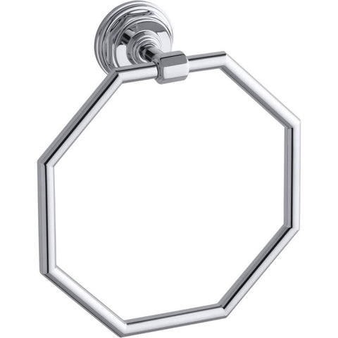KOHLER K-13112-CP Pinstripe Bathroom Towel Ring, Polished Chrome