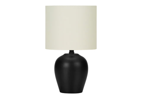 Monarch Specialties I 9738 LightingTable Lamp, Black Ceramic, Ivory/Cream Shade, Transitional