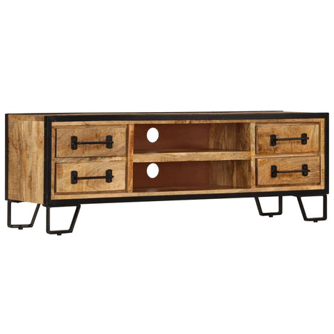 vidaXL Solid Mango Wood TV Stand with Drawers - Retro Industrial Style, Versatile Use as Sideboard, Lowboard, Ample Storage, Extra Stability