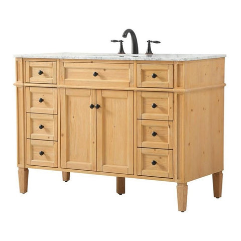 Elegant Decor Park Avenue 48" Aluminum MDF Single Bathroom Vanity - Natural Wood