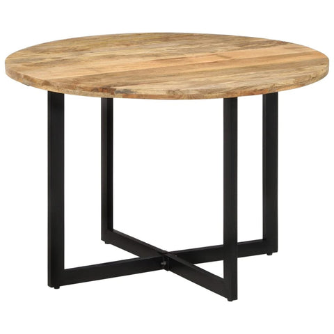 vidaXL Mango Wood Dining Table with Powder-Coated Iron Frame - Retro Style Versatile Dinner Table, 43.3" Diameter