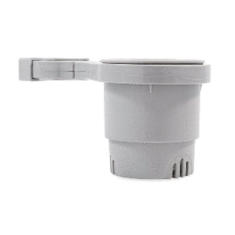 Camco Small Clamp Mounted Cup Holder-Provides a Secure Location for Your Beverage-Mountable for Up to 1-1/4-Inch Rail-Gray (53093)