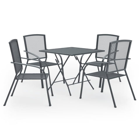 vidaXL Dining Set Anthracite Steel with e-Coating and Powder Coating Finish