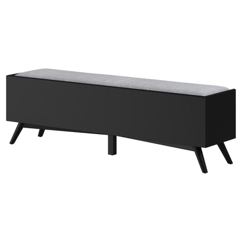 Oakestry Flynn Black Mid Century Modern Wood Bench Indoor Entryway Bedroom Dining Seating Sleek Tapered Legs Durable Compact Mahogany Veneer Stylish Accent Furniture Timeless Versatile Design