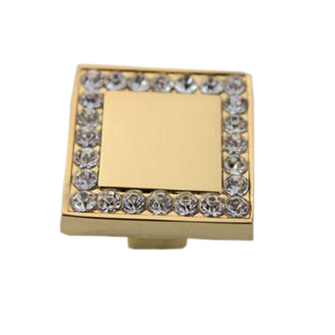 PANDA SUPERSTORE Set of 3 Fabulous Gold Square Crystal Drawer/Cabinet Handles/Pulls/Knobs/2.52CM