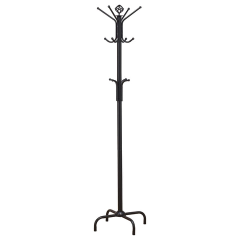 Coaster Home Furnishings - Collier - Metal - 12-Hook Freestanding Coat Rack, Multi-Tier Design with Curved Hooks and Decorative Finial - Entryway - 73-Inch - Black - 2019