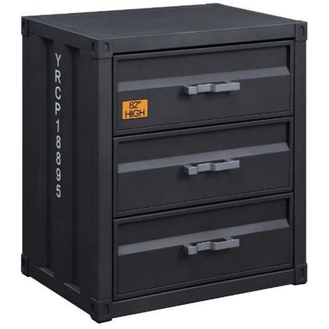 Acme Cargo Container Style Rectangular 3-Drawer Metal Chest in Gunmetal Metal