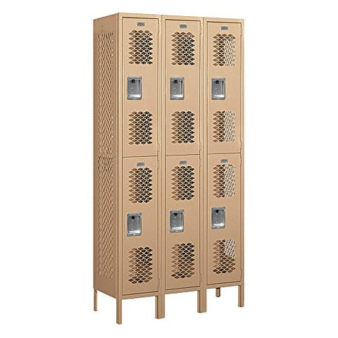 Salsbury Industries 72365TN-U Double Tier 36-Inch Wide 6-Feet High 15-Inch Deep Unassembled Vented Metal Locker, Tan Brown