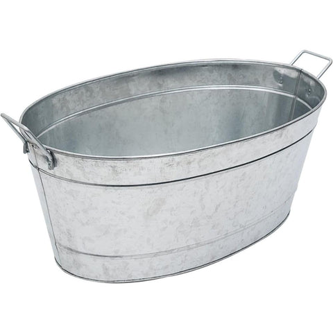 Oakestry C-55 Large Galvanized Steel Oval Tub Durable Zinc Coated Metal Planter for Flowers Vegetables Rustic Farmhouse Beverage Bucket With Riveted Side Handles for Indoor Outdoor Garden Decor