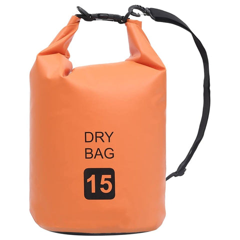 vidaXL Durable PVC Dry Bag - Waterproof, Dustproof and Lightweight - Suitable for Outdoor Sports, Boating, Surfing - 4 Gallon Capacity in Orange and Black