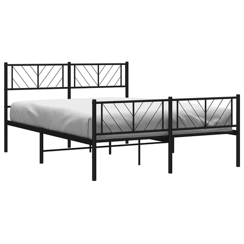vidaXL Metal Bed Frame Black Powder-Coated Steel 59 x 79 in King Size