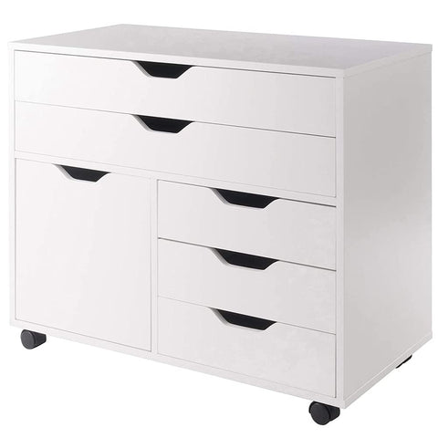 Oakestry 3-Section Modern Storage Engineered Wood Cabinet with Drawers and Side Cabinet Organizer, White Color and Simple Design