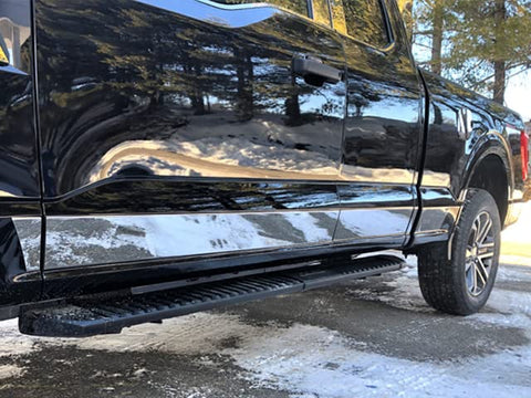 QAA TH61302 is a 12 Piece Stainless Steel Rocker Panel Trim, Upper Kit, 5" Width That is Compatible with The Ford F-150 2021-2022