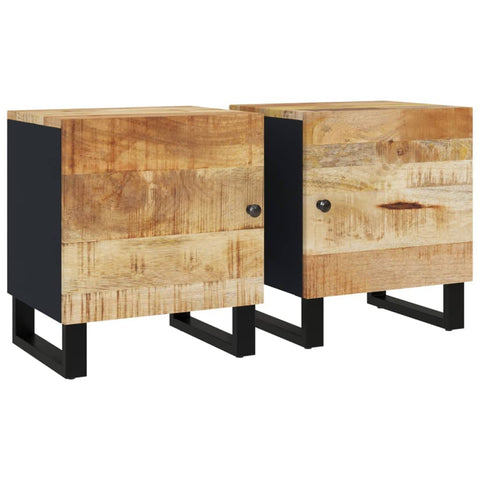 vidaXL Bedside Cabinet Set of 2 Natural Wood Grain and Black