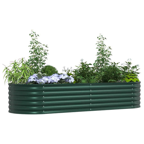vidaXL Oval Galvanized Steel Raised Bed for Outdoor Planting | 94.5 X 31.5 17.3 in Durable Modern Design Perfect for Veggies and Flowers in Gardening