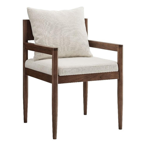 Modway Remington Mid-Century Modern Wood Fabric Dining Room Chair in Salt – with Open Back and Elm Wood Frame for Kitchen or Living Room