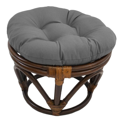 Rattan Footstool with Twill Cushion