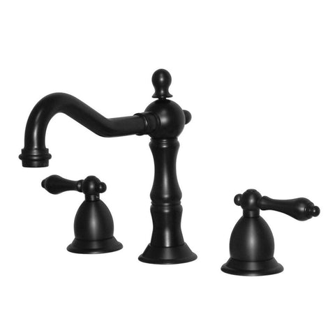 Kingston Brass KS1975AL Heritage Widespread Lavatory Faucet with Metal lever handle, Oil Rubbed Bronze, 8-Inch Adjustable Center